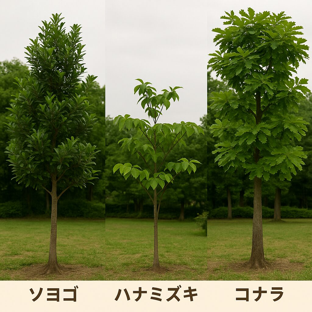 ソヨゴ　ハナミズキ　コナラ　宮前区に適した木