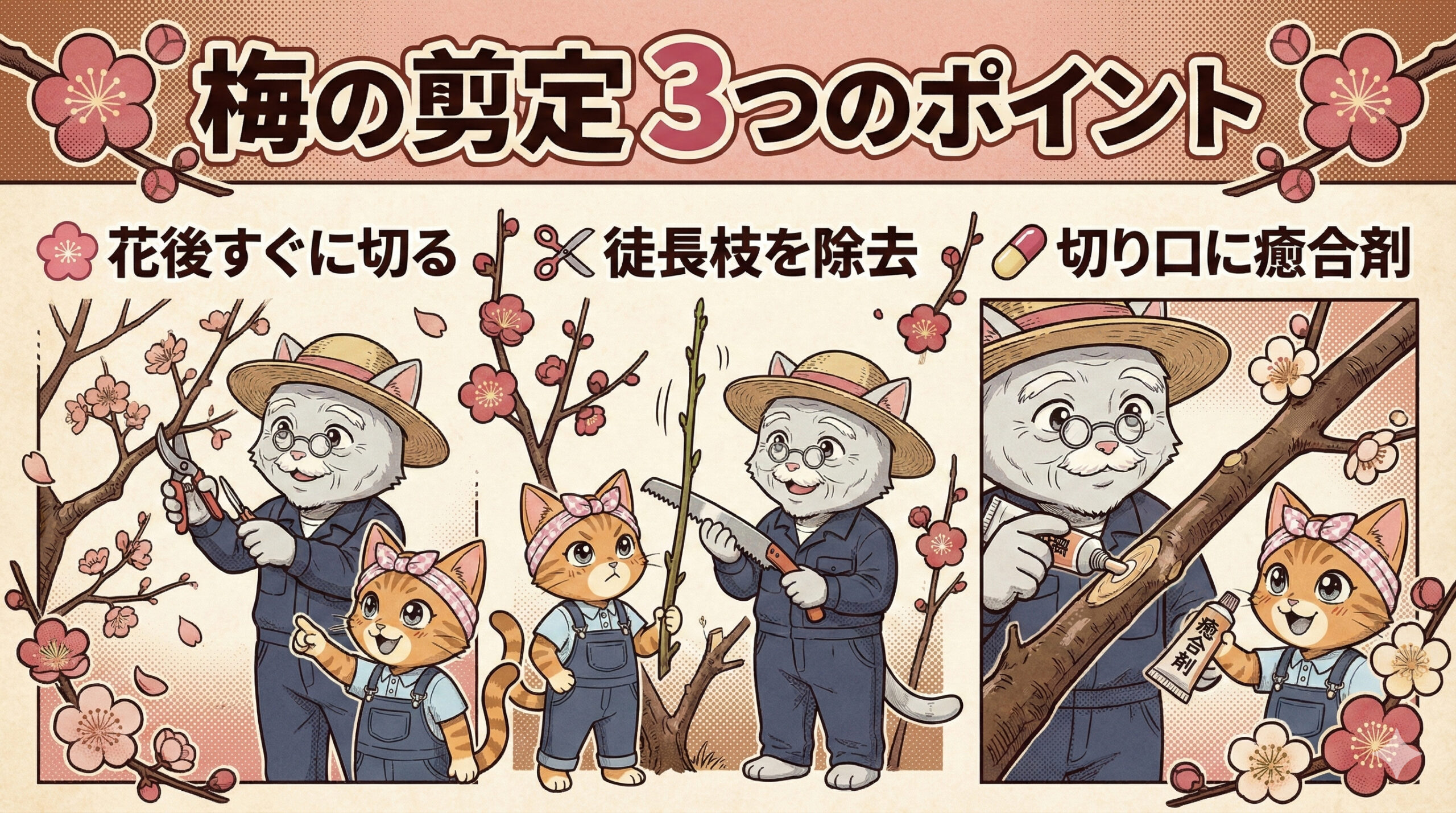 梅の剪定時期インフォグラフィック