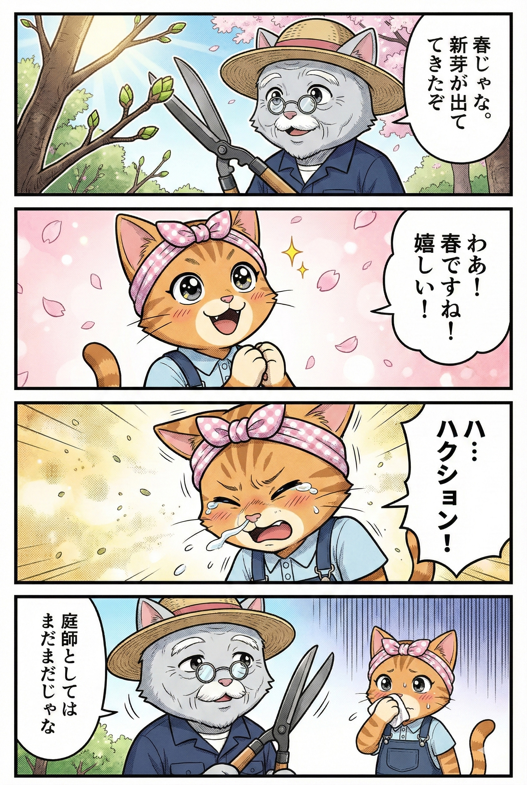 春の芽吹き前剪定4コマ漫画