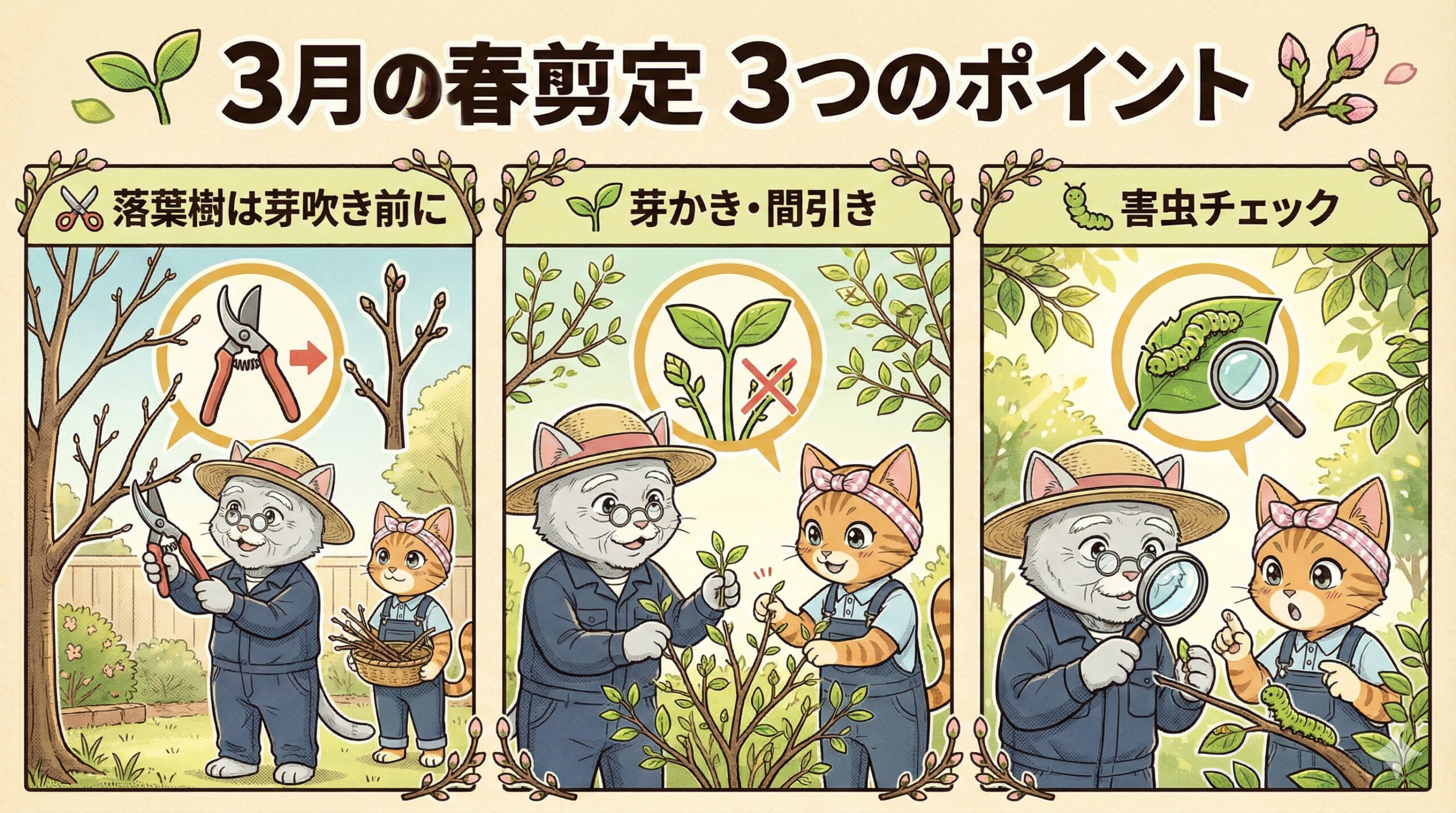 3月に剪定したい庭木インフォグラフィック