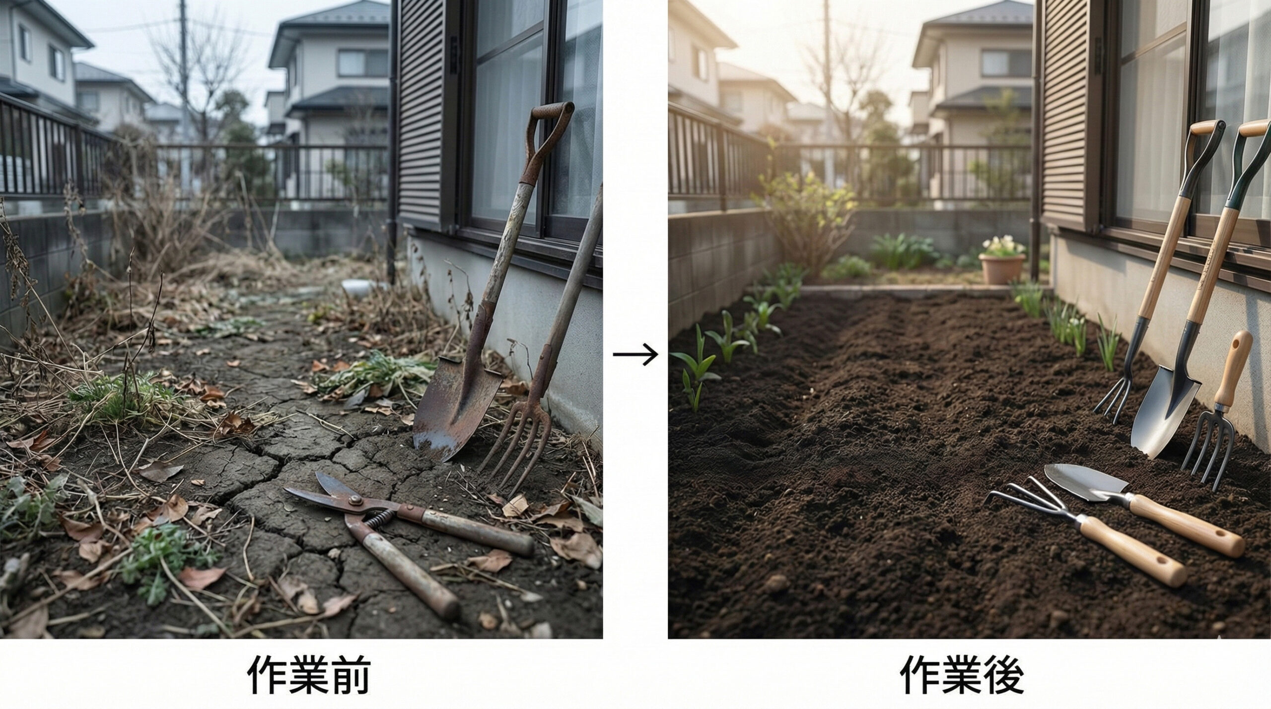 春の庭準備イラスト