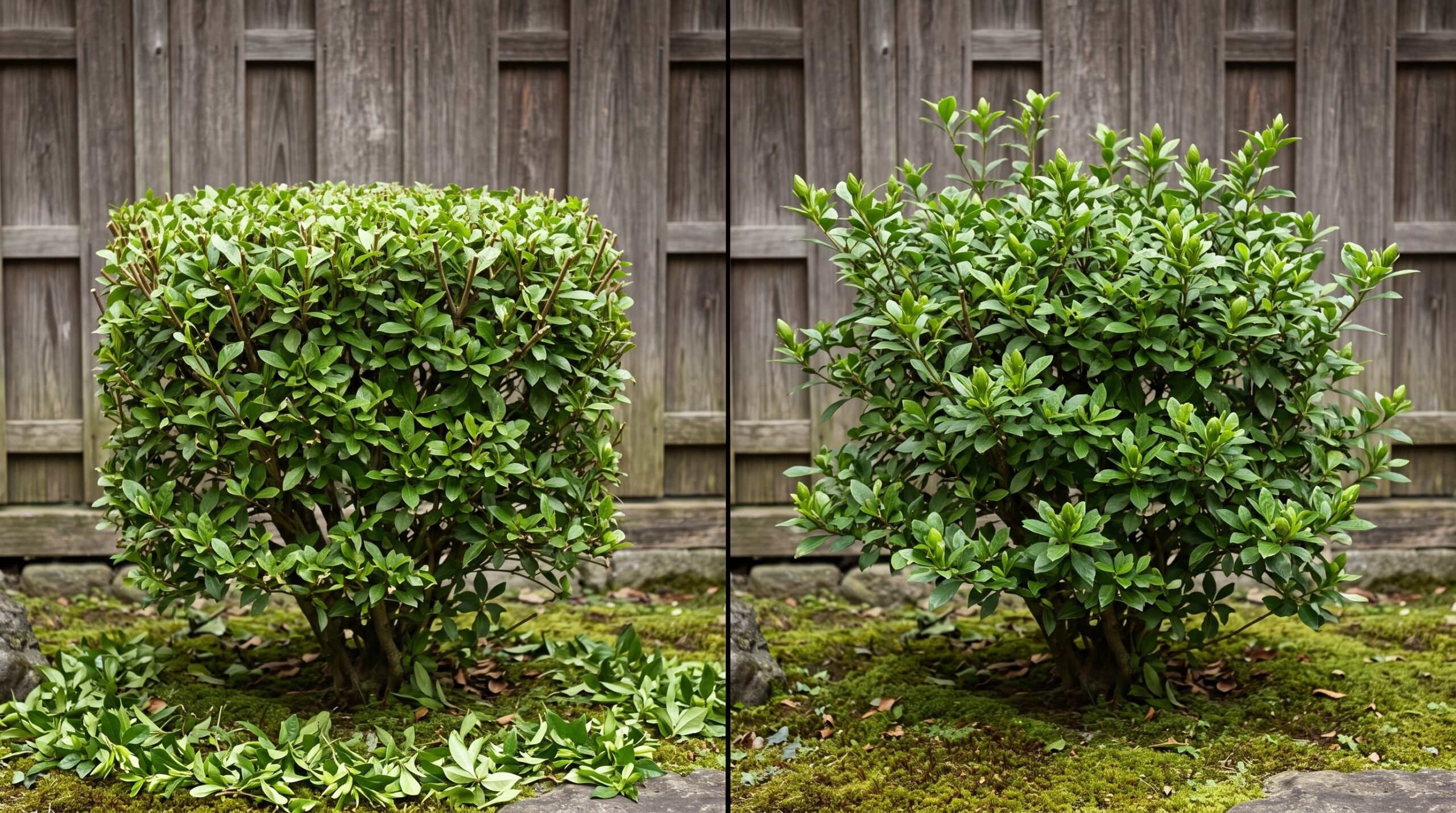 花芽を残す正しい剪定の前後比較